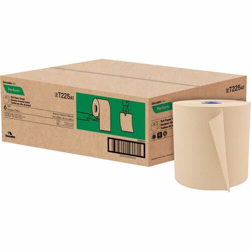 Cascades PRO Roll Towels for Tandem, 1050' - 1 Ply - 7.50" x 1050 ft - Natural - 6 / Pack