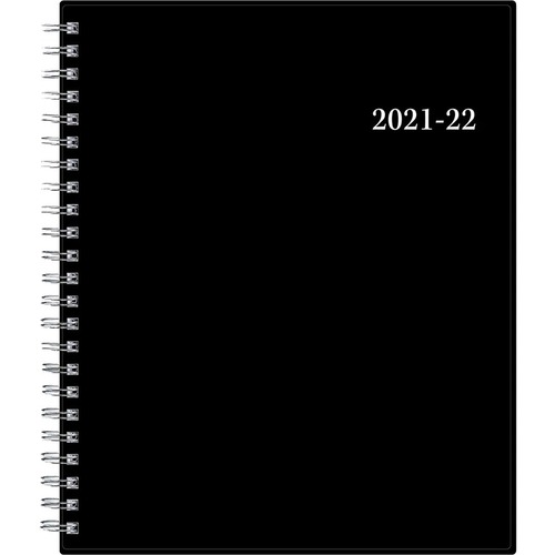 Blue Sky 2021-2022 Enterprise 7x9 Weekly Planner - Academic - Weekly, Monthly - 12 Month - July 2021 - June 2022 - 1 Week, 1 Month Double Page Layout - 7" x 9" White Sheet - Twin Wire - Silver - Black Cover - 9" Height x 7" Width - Daily Block, Flexible C