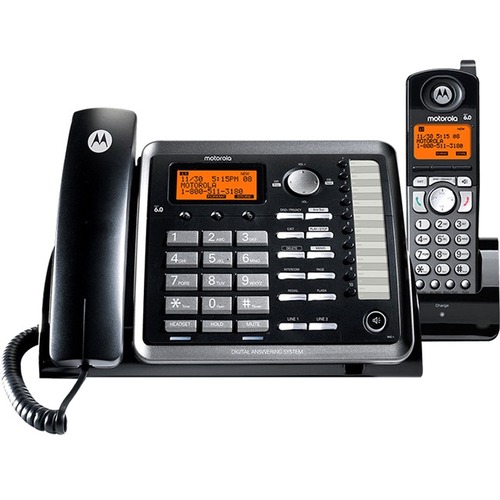 Motorola Mobility ML25255 DECT 6.0 Corded/Cordless Phone - 2 x Phone Line - 1 x Handset - Speakerphone - Answering Machine - Hearing Aid Compatible