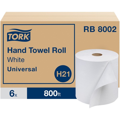 TORK Hand Towel Roll, White, Universal - 1 Ply - 7.88" x 800 ft - 7.80" Roll Diameter - White - Easy to Use, Embossed - For Hand - 1 Roll
