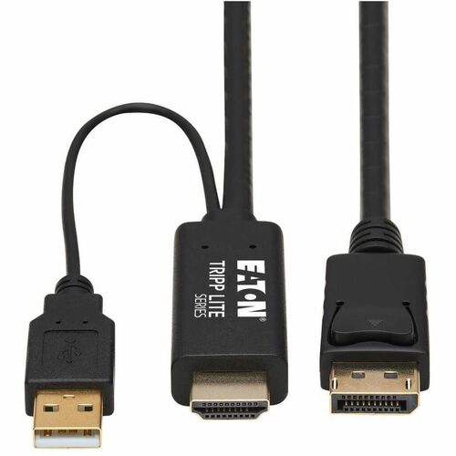 Tripp Lite HDMI to DisplayPort Active Adapter Cable (M/M) - 4K, USB Power, Black, 2 m (6.6 ft.) - 6.56 ft DisplayPort/HDMI/USB A/V Cable for Audio/Video Device, Digital Signage Player, Home Theater System, Monitor, Computer, Media Server, Blu-ray Player, 