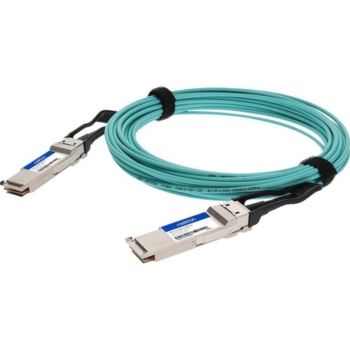 AddOn Fiber Optic Network Cable - 3.3 ft Fiber Optic Network Cable for Transceiver, Server, Switch, Storage Adapter, Network Card, Network Device - First End: 1 x QSFP56 Network - Second End: 1 x QSFP56 Network - 200 Gbit/s - LSZH, OFNR - Aqua - 1 - TAA C
