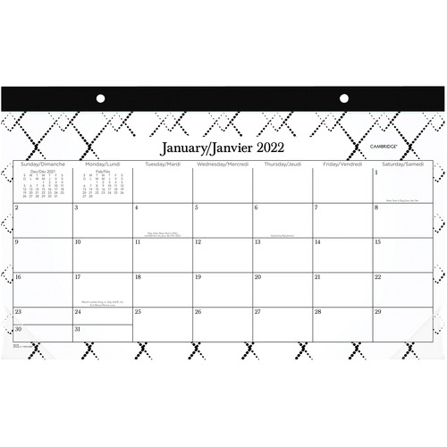 Cambridge®Makenzie Desk Pad Calendar - Rectangle - 18" (457.20 mm) Width - Desk Pads - HLR1574705F22