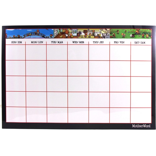 MotherWord Dry-Erase Calendar Undated 17" x 11" Bilingual - 12 Month - January 2024 - December 2024 - Desk Pad - 11" Width - Dry Erase Surface, Bilingual - 1 Each