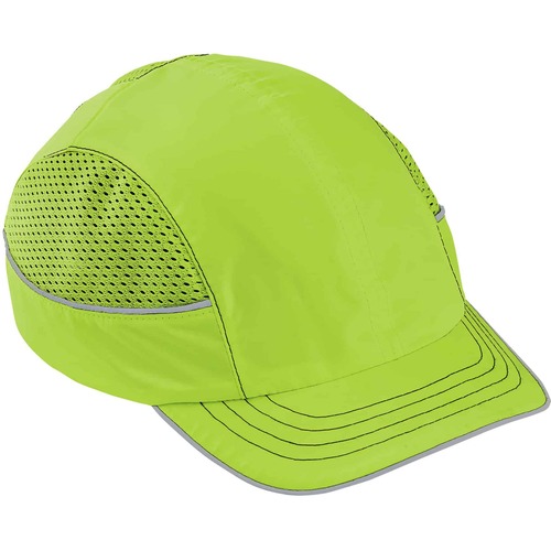 Skullerz 8950 Bump Cap Hat - Recommended for: Industrial, Mechanic, Factory, Home, Baggage Handling - Short Size - Bump, Scrape, Head Protection - Lime - Comfortable, Impact Resistant, Machine Washable, Removable - 1 Each