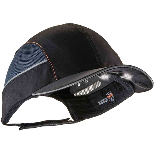 Skullerz 8960 Bump Cap Hat - Recommended for: Industrial, Mechanic, Factory, Home, Baggage Handling - Bump, Scrape, Head Protection - Black - Comfortable, Impact Resistant, Washable, Removable, Lightweight, Reflective, Durable, Breathable, Built-in LED - 