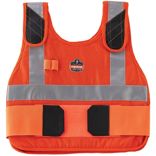 Chill-Its 6225 Premium Cooling Vest - Recommended for: Indoor, Outdoor - Large/Extra Large Size - Hook & Loop Closure - Cotton, Fabric, Modacrylic - Orange - Adjustable, Comfortable, Long Lasting, Flexible, Flame Resistant, Reflective, Expandable Side, El