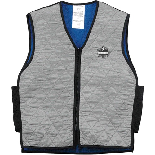 Chill-Its 6665 Evaporative Cooling Vest - Large Size - Polyester, Fabric, Nylon, Mesh - Black, Gray - Water Repellent, Pocket, Comfortable, Durable, Ventilation, Stretchable, Lightweight, Washable, Breathable, Evaporation Resistant - 1 Each
