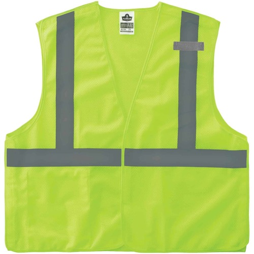 GloWear 8215BA Breakaway Mesh Vest - Recommended for: Construction, Emergency, Warehouse, Baggage Handling - 4-Xtra Large/5-Xtra Large Size - Hook & Loop Closure - Polyester Mesh - Lime - High Visibility, Machine Washable, Breathable, Lightweight, Pocket 