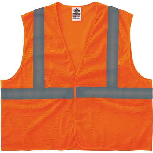 GloWear 8205HL Super Econo Mesh Vest - Recommended for: Construction, Emergency, Warehouse, Baggage Handling - 4-Xtra Large/5-Xtra Large Size - Hook & Loop Closure - Polyester Mesh, Mesh Fabric - Orange - Lightweight, High Visibility, Reflective - 1 Each