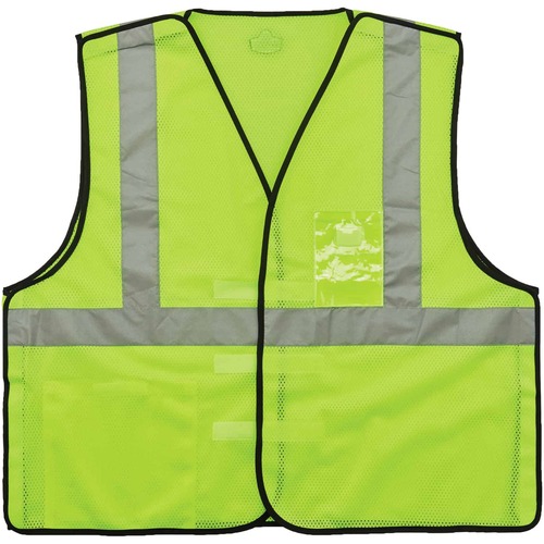 GloWear Type R C2 Breakaway Mesh Vest - Recommended for: Utility, Construction, Baggage Handling, Emergency, Warehouse - 2-Xtra Large/3-Xtra Large Size - Hook & Loop Closure - Polyester Mesh, Mesh Fabric - Lime - Reflective, Pocket, Breathable, Lightweigh