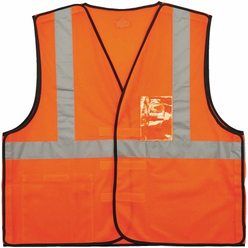 GloWear Type R C2 Breakaway Mesh Vest - Recommended for: Utility, Construction, Baggage Handling, Emergency, Warehouse - 2-Xtra Large/3-Xtra Large Size - Hook & Loop Closure - Polyester Mesh, Mesh Fabric - Orange - Reflective, Pocket, Breathable, Lightwei