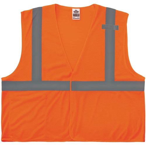 GloWear 8210HL Mesh Hi-Vis Safety Vest - Recommended for: Utility, Construction, Baggage Handling, Emergency, Warehouse - 2-Xtra Large/3-Xtra Large Size - Hook & Loop Closure - Polyester Mesh, Mesh Fabric - Orange - Reflective, Pocket, Breathable, Lightwe