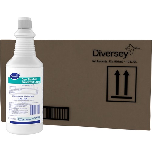 Diversey Crew Non-Acid Disinfectant Cleaner - Ready-To-Use - 32 fl oz (1 quart) - Fresh Scent - Non-abrasive, Deodorize - Blue - 12 / Carton