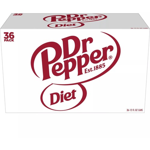 Diet Dr Pepper Soft Drink - Zero Calories - Signature 23 Flavor Blend - Refreshing Carbonated Soda - Great For Breakrooms And Events - Ready-To-Drink Cans - 12 Fl Oz, 36/Case