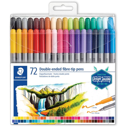 Staedtler Double-Ended Fibre-Tip Pens - 72 Assorted Colours