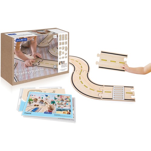 Guidecraft Double-Sided Roadway System - 42 Pc. Set - Skill Learning: Shape, Construction, Creativity - 42 Pieces