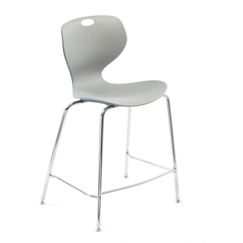 MITYBILT Rave Stool - Gray Plastic Seat - Gray Plastic Back - Silver Frame - Four-legged Base - 1 Each