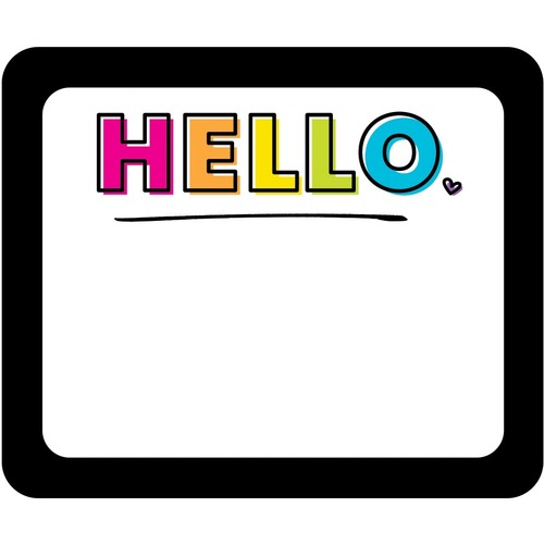 Carson Dellosa Education Kind Vibes Name Tags - "Hello" - Self-adhesive Adhesive - Rectangle - Black - 40 / Pack
