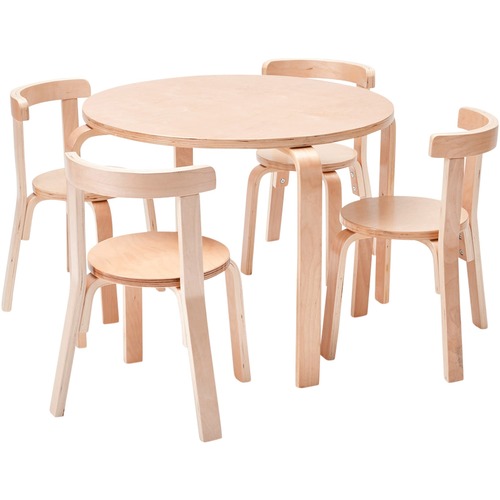 ECR4KIDS Table/Chair Set - 20.5" x 27.5" Table - Rounded Edge - Material: Birch Bentwood - Finish: Natural