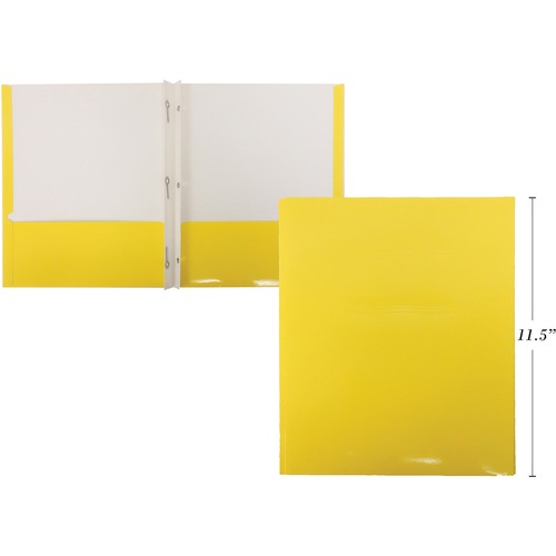 Link Product Report Cover - 9 1/2" x 11 1/2" - 100 Sheet Capacity - 3 x Prong Fastener(s) - 2 Pocket(s) - Yellow - 1 Each -  - SLHSL43805
