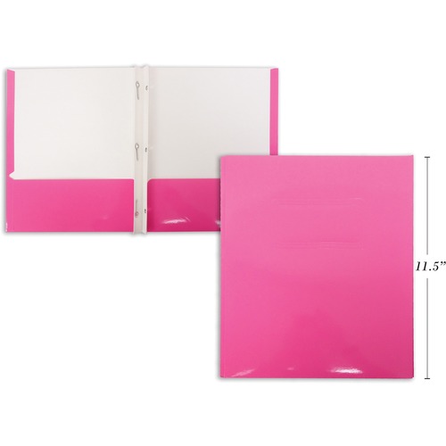 Link Product Report Cover - 9 1/2" x 11 1/2" - 100 Sheet Capacity - 3 x Prong Fastener(s) - 2 Pocket(s) - Pink - 1 Each -  - SLHSL43807