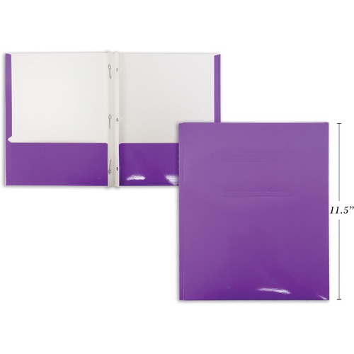 Link Product Report Cover - 9 1/2" x 11 1/2" - 100 Sheet Capacity - 3 x Prong Fastener(s) - 2 Pocket(s) - Purple - 1 Each