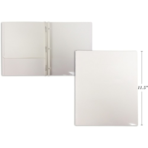 Link Product Report Cover - 9 1/2" x 11 1/2" - 100 Sheet Capacity - 3 x Prong Fastener(s) - 2 Pocket(s) - White - 1 Each