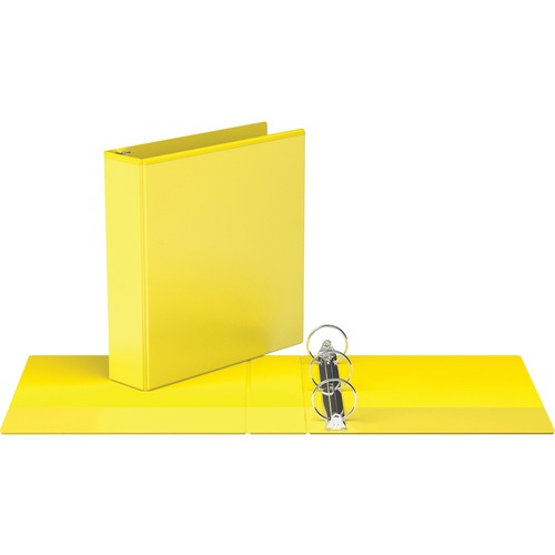 Davis Easyview Ring Binder - 2" Binder Capacity - Letter - 8 1/2" x 11" Sheet Size - Round Ring Fastener(s) - Yellow - Recycled - Spine, Clear Overlay, Ink-transfer Resistant, Finger Trigger - 1 Each