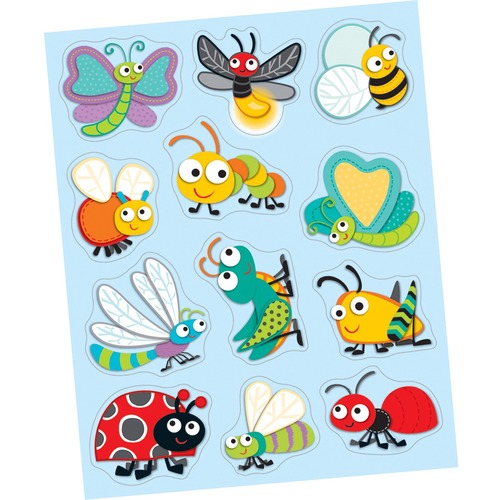 Carson Dellosa Education Buggy for Bugs Shape Stickers - Frogs and Bugs, Spring Theme/Subject - Acid-free, Lignin-free - 72 / Pack -  - CDP168148