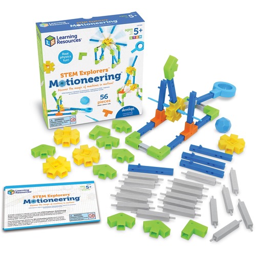 Learning Resources STEM Explorers Motioneering - Skill Learning: STEM, Critical Thinking, Engineering & Construction, Force, Motion, Physics - 56 Pieces