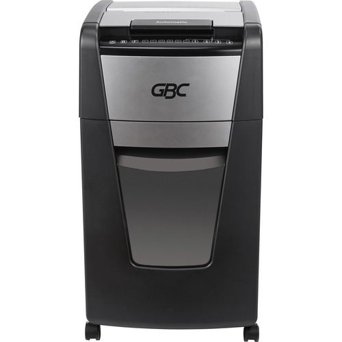 GBC AutoFeed+ Office Shredder, 300X, Super Cross-Cut, 300 Sheets - Continuous Shredder - Super Cross Cut - 10 Per Pass - for shredding Credit Card, Paper Clip, Staples, Paper - P-4 - 1 Hour Run Time - 60.57 L Wastebin Capacity - Black