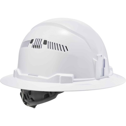 Skullerz 8973 Class C Full Brim Hard Hat - Recommended for: Construction, Utility, Oil & Gas, Construction, Forestry, Mining, General Purpose - Moisture, Odor, Sun, Rain, Eye, Overhead Falling Objects, Head, Neck Protection - White - Comfortable, LED Ligh