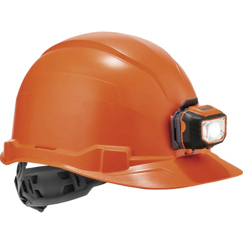 Skullerz 8970LED Cap Style Hard Hat - Recommended for: Construction, Utility, Oil & Gas, Construction, Forestry, Mining, General Purpose - Moisture, Odor, Sun, Rain, Eye, Overhead Falling Objects, Head Protection - Orange - Comfortable, Heavy Duty, Lightw