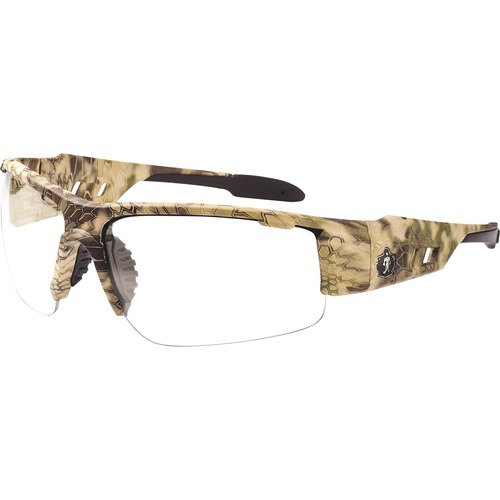 Skullerz Dagr AF Clear Safety Glasses - Recommended for: Sport, Shooting, Boating, Hunting, Fishing, Skiing, Construction, Landscaping, Carpentry - UVA, UVB, UVC, Debris, Dust, Fog Protection - Clear Lens - Kryptek Highlander Frame - Scratch Resistant, Du