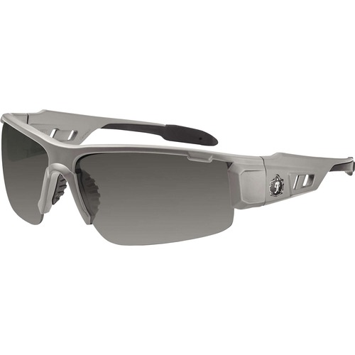 Skullerz Dagr PZ Smoke Safety Glasses - Recommended for: Sport, Shooting, Boating, Hunting, Fishing, Skiing, Construction, Landscaping, Carpentry - UVA, UVB, UVC, Debris, Dust Protection - Smoke Lens - Matte Gray Frame - Scratch Resistant, Durable, Non-sl