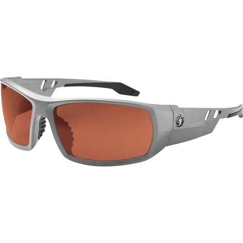 Skullerz Polarized Copper Safety Glasses - Recommended for: Sport, Shooting, Boating, Hunting, Fishing, Skiing, Construction, Landscaping, Carpentry - UVA, UVB, UVC, Debris, Dust Protection - Copper Lens - Matte Gray Frame - Scratch Resistant, Durable, No