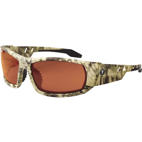 Skullerz Polarized Copper Safety Glasses - Recommended for: Sport, Shooting, Boating, Hunting, Fishing, Skiing, Construction, Landscaping, Carpentry - UVA, UVB, UVC, Debris, Dust Protection - Copper Lens - Kryptek Highlander Frame - Scratch Resistant, Dur