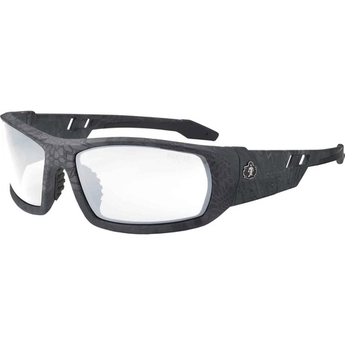 Skullerz Odin Clear Lens Safety Glasses - Recommended for: Sport, Shooting, Boating, Hunting, Fishing, Skiing, Construction, Landscaping, Carpentry - UVA, UVB, UVC, Debris, Dust Protection - Clear Lens - Kryptek Typhon Frame - Scratch Resistant, Durable, 