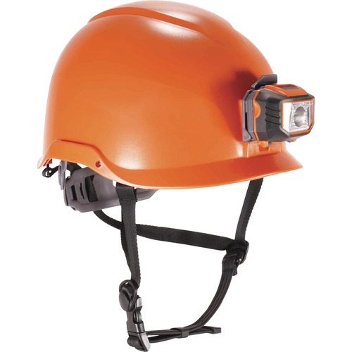 Skullerz 8974LED Class E Safety Helmet - Recommended for: Construction, Utility, Oil & Gas, Forestry, Mining, General Purpose, Climbing - Impact, Odor, Eye, Overhead Falling Objects, Head Protection - White - Comfortable, Breathable, Machine Washable, Fle