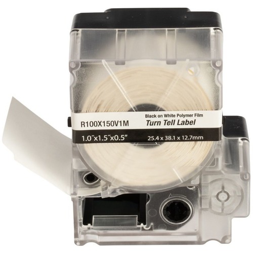 Panduit Turn-Tell PXE Wire & Cable Label - 1 1/2" Height x 1" Width x 1 1/2" Length - Rectangle - White - Vinyl - 100 Total Label(s) - 100 / Cassette - Self-laminating, Rotatable, Repositionable, High Visibility