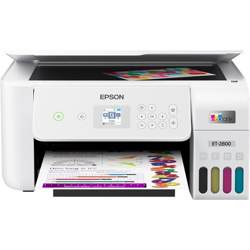Epson EcoTank ET-2800 Inkjet Multifunction Printer-Color-Copier/Scanner-5760x1440 Print-120 sheets Input-Color Scanner-1200 Optical Scan-Wireless LAN-Epson Smart Panel App-Epson iPrint-Epson Remote Print-Apple AirPrint-Mopria - Copier/Printer/Scanner - 57