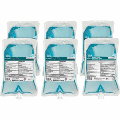 Betco Advanced Hand Sanitizer Foam Refill - Citrus Scent - 33.8 fl oz (1000 mL) - Kill Germs - Hand - Light Blue - Residue-free, Anti-irritant, Non-drying, Non-sticky - 6 / Carton