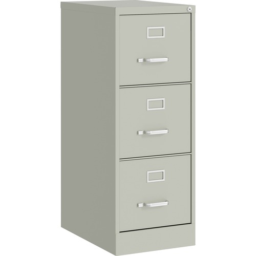 Lorell Fortress Series 22" Commercial-Grade Vertical File Cabinet - 15" x 22" x 40.2" - 3 x Drawer(s) for File - Letter - Vertical - Ball-bearing Suspension, Removable Lock, Pull Handle, Wire Management - Light Gray - Steel - Recycled