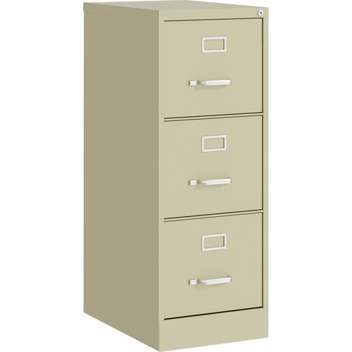 Lorell Fortress Series 22" Commercial-Grade Vertical File Cabinet - 15" x 22" x 40.2" - 3 x Drawer(s) for File - Letter - Vertical - Ball-bearing Suspension, Removable Lock, Pull Handle, Wire Management - Putty - Steel - Recycled
