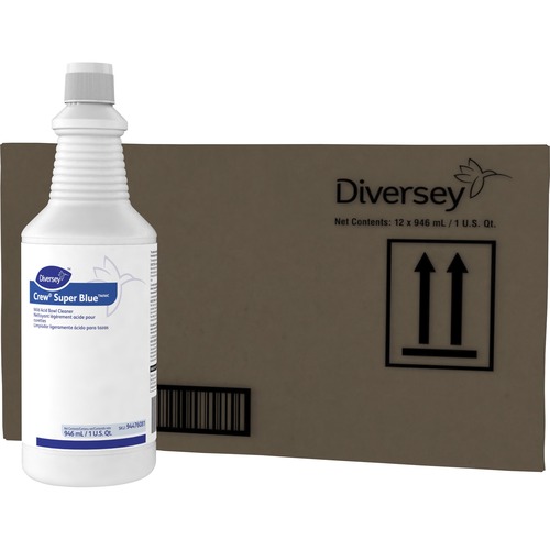 Diversey Crew Super Blue Acid Bowl Cleaner - Ready-To-Use - 32 oz (2 lb) - Citrus Scent - Organic - Blue Bottle - 12 / Carton