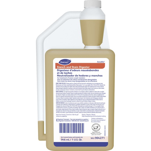 Diversey Stench & Stain Digester - Liquid - 32 fl oz (1 quart) - Floral Scent - 6 / Carton - Tan