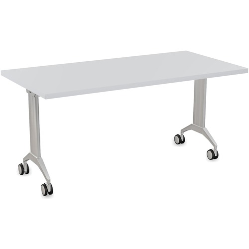 Special-T Link Flip & Nest Table - For - Table TopLight Gray Rectangle Top - Metallic Silver T-shaped Base - 60" Table Top Length x 30" Table Top Width - 30" Height - Assembly Required - Thermofused Laminate (TFL) Top Material - 1 Each