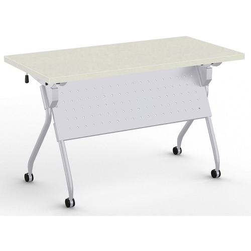 Special-T Transform-2 Flip & Nest Table - For - Table TopCrisp Linen Rectangle Top - Silver Cross Beam Base - 112 lb Capacity x 48" Table Top Width x 24" Table Top Depth x 1.25" Table Top Thickness - 30" Height - Assembly Required - Steel - High Pressure 