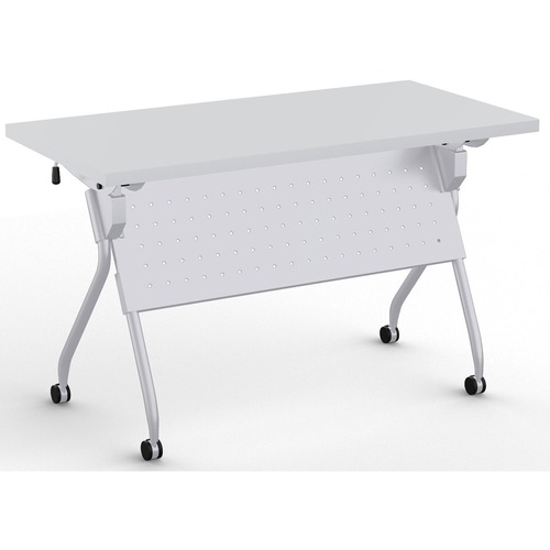 Special-T Transform-2 Flip & Nest Table - For - Table TopLight Gray Rectangle Top - Silver Cross Beam Base - 112 lb Capacity x 48" Table Top Width x 24" Table Top Depth x 1.25" Table Top Thickness - 30" Height - Assembly Required - Steel - High Pressure L